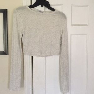 Ivory long sleeve crop top